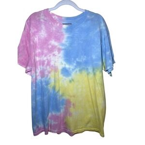 BUZZ Y2K Tie Dye Pink Blue and Yellow T-shirt Womens Medium